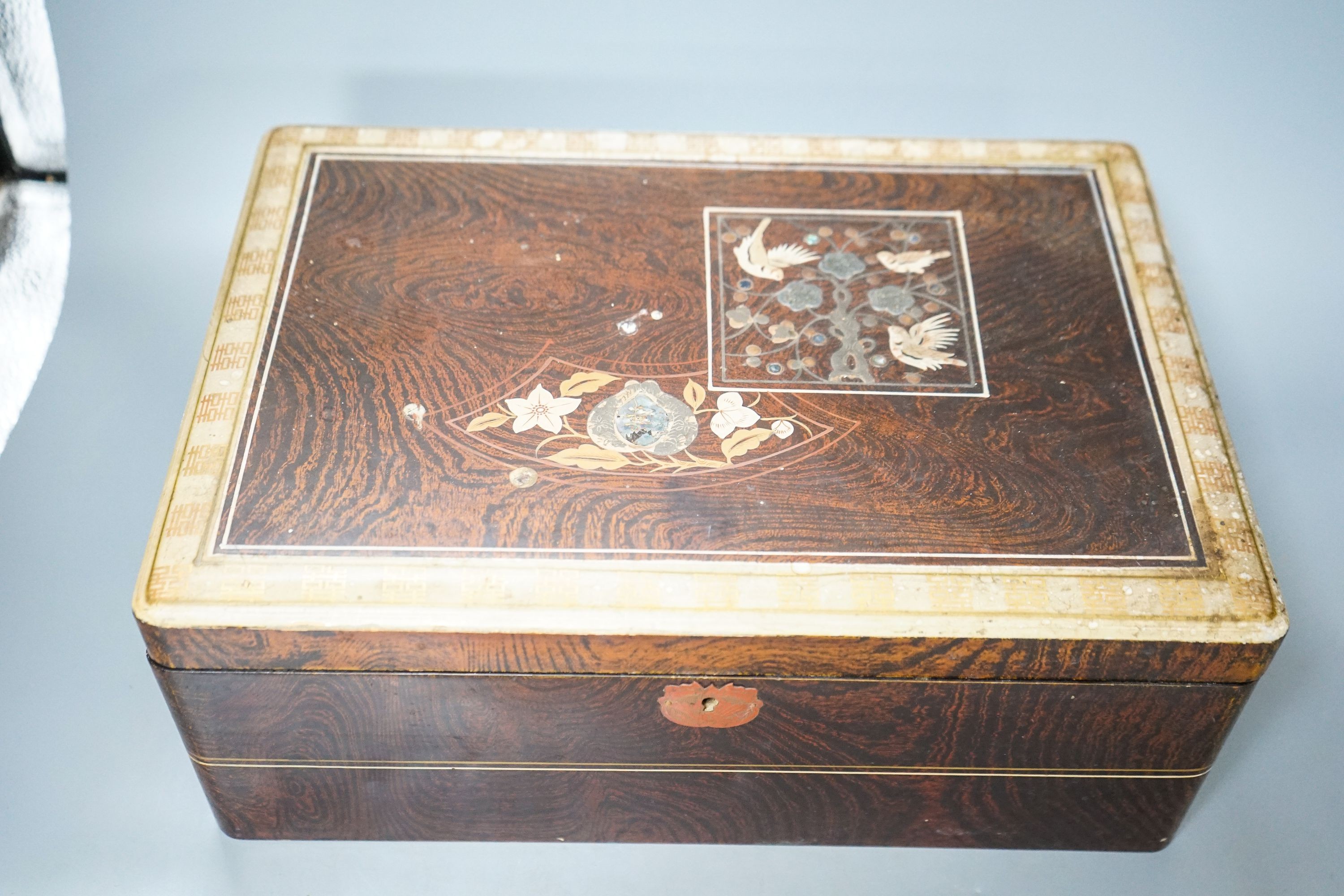 A Japanese lacquered rectangular box and two other boxes